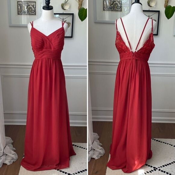 Azazie Burnt Orange Bridesmaid Formal Dress Gown 16 - Picture 1 of 7